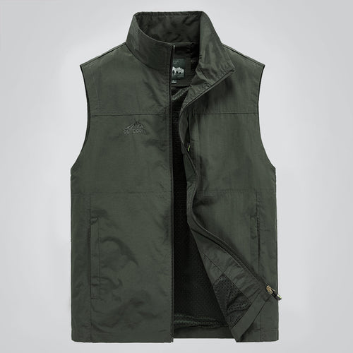 Herren Leichte winddichte Outdoor-Weste mit Stehkragen, Mesh-Futter & Reißverschlusstaschen Echoarchiv
