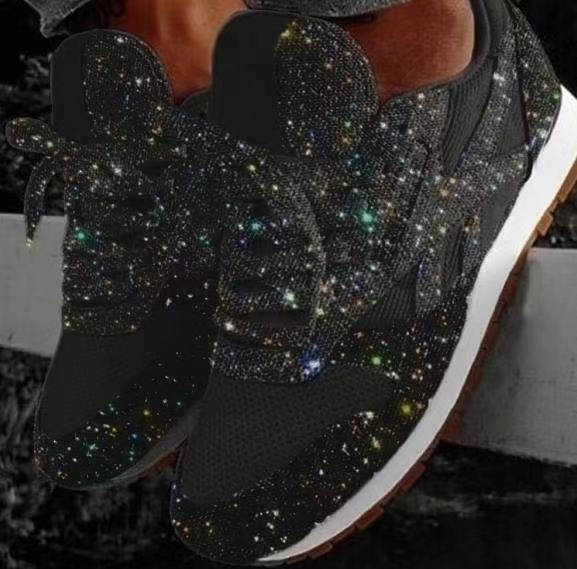 Damen nan glitzernde Sneaker mit kristallbesetzter Oberfläche, gepolstertem Komfortfußbett und rutschfester Gummisohle Echo Archiv
