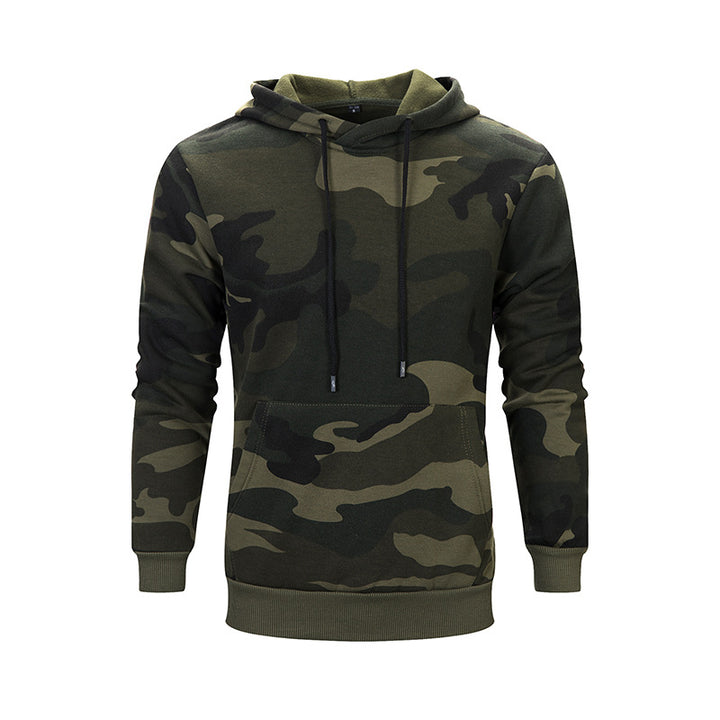 Herren kuscheliger Kapuzenpullover mit modischem Camouflage-Muster Echoarchiv