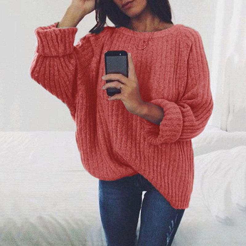 Damen Grobstrickpullover mit lockerer Passform und trendigem Rippenmuster Echoarchiv