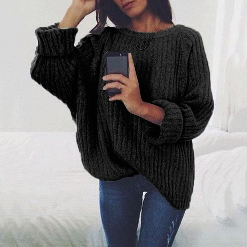 Damen Grobstrickpullover mit lockerer Passform und trendigem Rippenmuster Echoarchiv