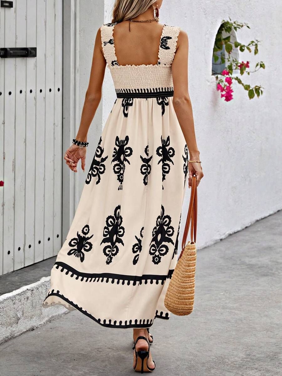 Echoarchiv | Apricotfarbenes Ärmelloses Träger-Maxikleid