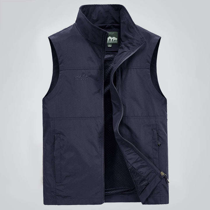 Herren Leichte winddichte Outdoor-Weste mit Stehkragen, Mesh-Futter & Reißverschlusstaschen Echoarchiv