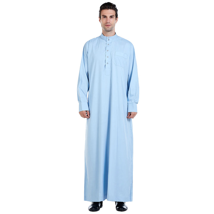 Herren modischer Langarm-Kaftan mit Knopfleiste Echoarchiv