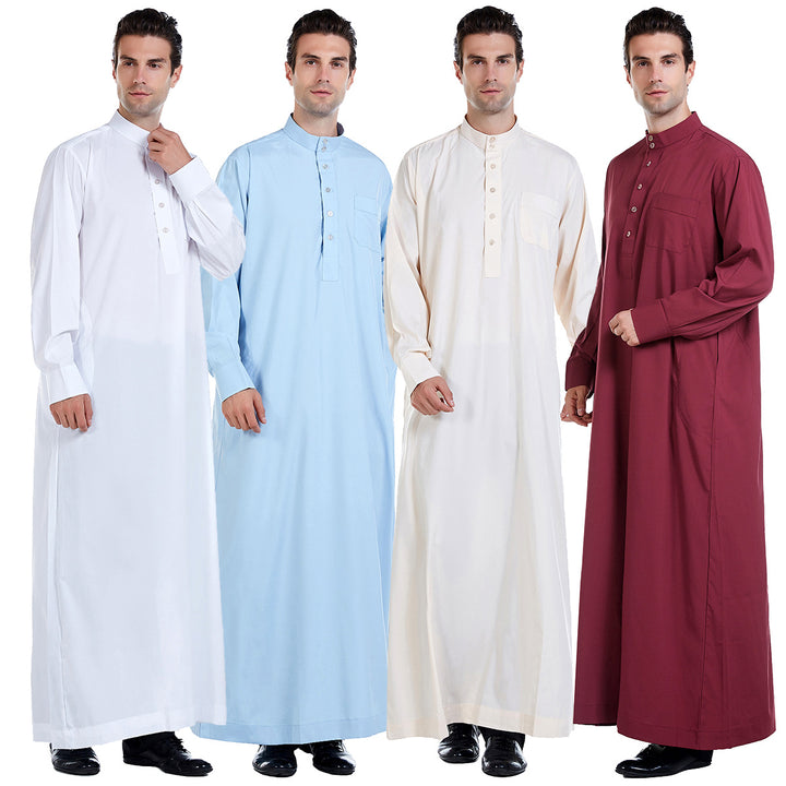 Herren modischer Langarm-Kaftan mit Knopfleiste Echoarchiv