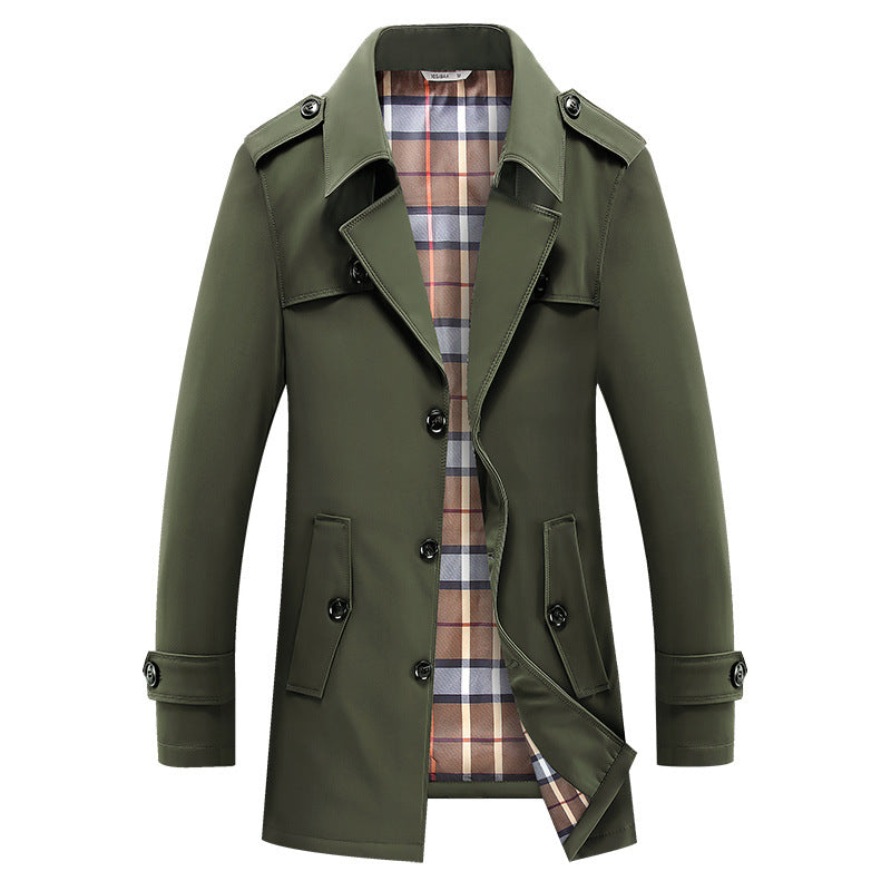 Herren Nano Classic Trenchcoat mit kariertem Futter, Schulterepauletten und wasserabweisender Oberfläche – Marzano
