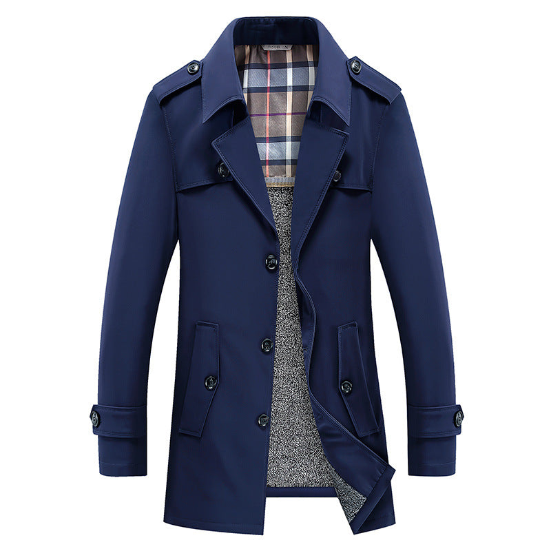 Herren Classic Trenchcoat mit gesteppter Thermofütterung und kariertem Innenfutter – Marzano