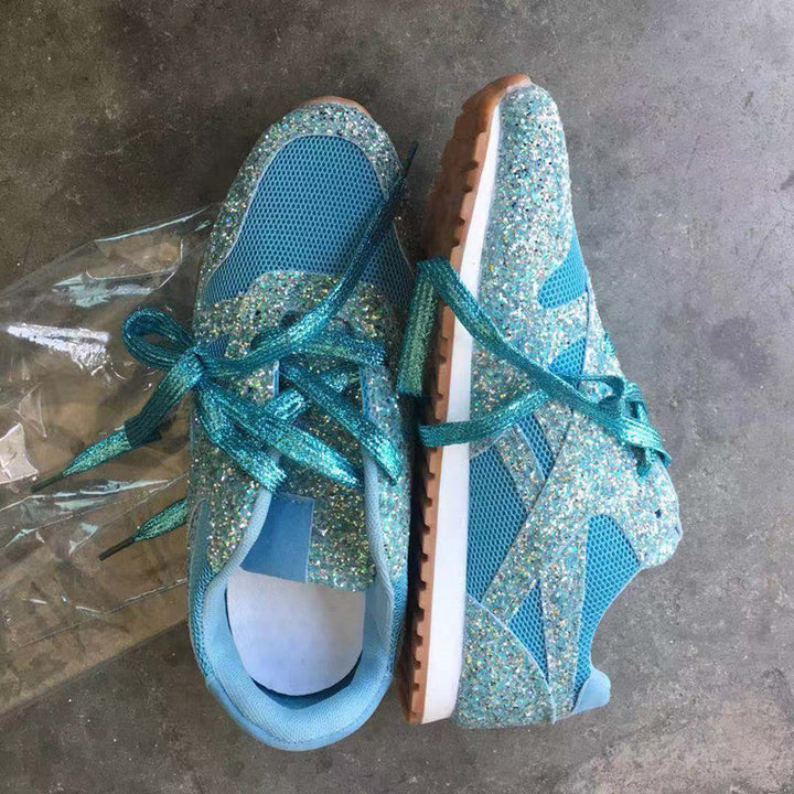 Damen nan glitzernde Sneaker mit kristallbesetzter Oberfläche, gepolstertem Komfortfußbett und rutschfester Gummisohle Echo Archiv