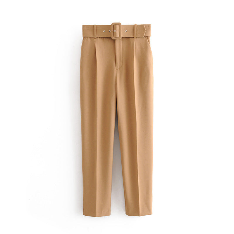 Damen Hochtaillierte Tailored-Hose mit Bundfalten und Stoffgürtel Echo Archiv