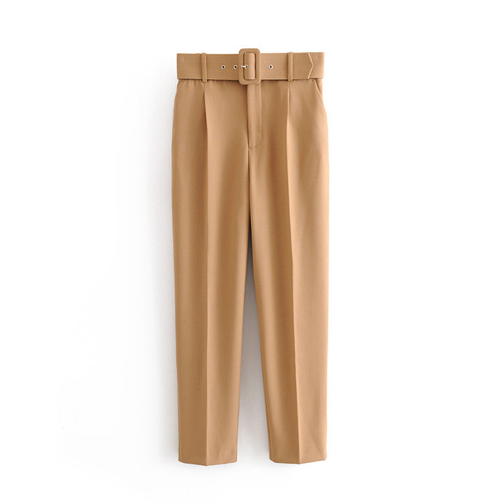 Damen Hochtaillierte Tailored-Hose mit Bundfalten und Stoffgürtel Echo Archiv