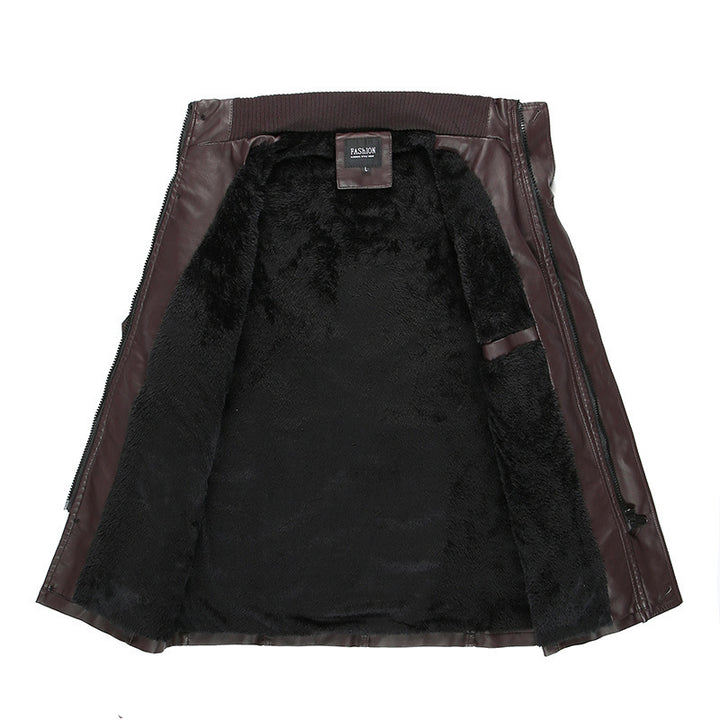 Herren Lederjacke mit Teddyfutter, Taillengürtel und Stehkragen Echo Archiv