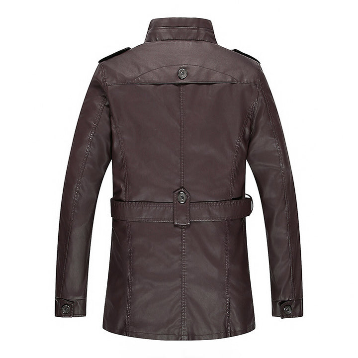 Herren Lederjacke mit Teddyfutter, Taillengürtel und Stehkragen Echo Archiv