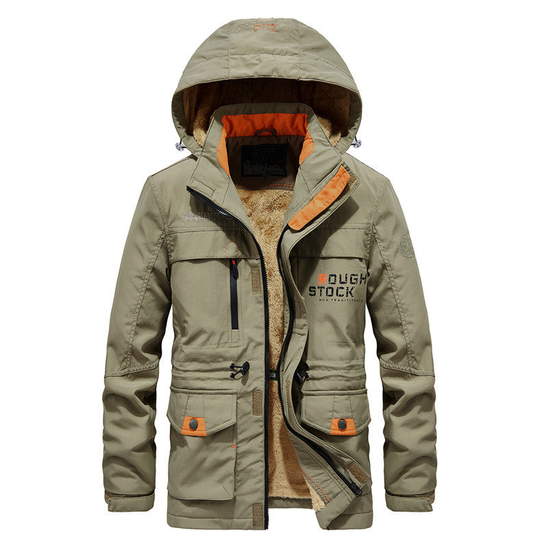 Herren Expedition-Parka mit Teddy-Innenfutter, abnehmbarer Kapuze und Reißverschluss-Brusttasche Echoarchiv
