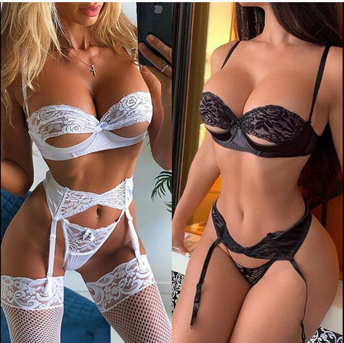 Damen Verführerisches Spitzen-Bustier-Set mit zarten Riemchen und sexy Höschen Echo Archiv