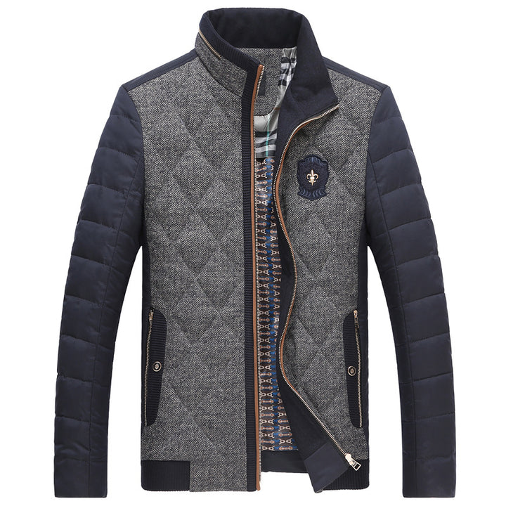Herren gesteppte Thermo-Steppjacke mit Kunstleder-Schulterpasse und Teddykragen – Taviero
