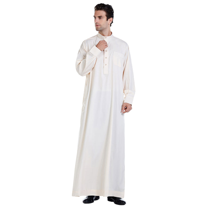 Herren modischer Langarm-Kaftan mit Knopfleiste Echoarchiv