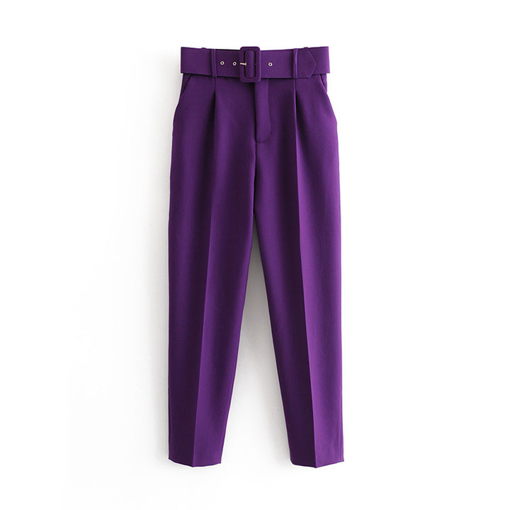 Damen Hochtaillierte Tailored-Hose mit Bundfalten und Stoffgürtel Echo Archiv