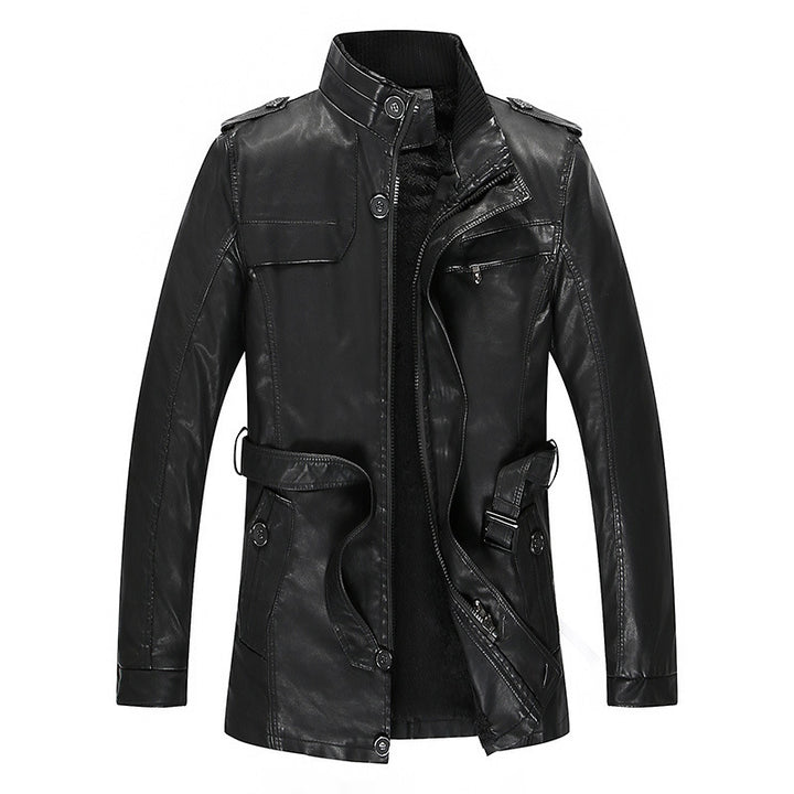 Herren Lederjacke mit Teddyfutter, Taillengürtel und Stehkragen Echo Archiv