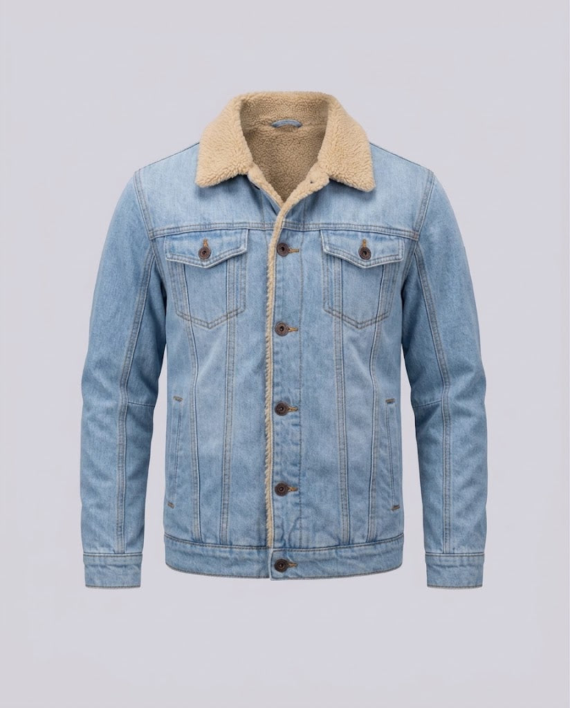 Herren Freizeit Denim Jacke mit Teddy-Fütterung Echo Archiv
