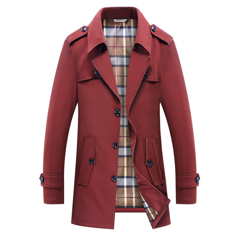 Herren Nano Classic Trenchcoat mit kariertem Futter, Schulterepauletten und wasserabweisender Oberfläche – Marzano