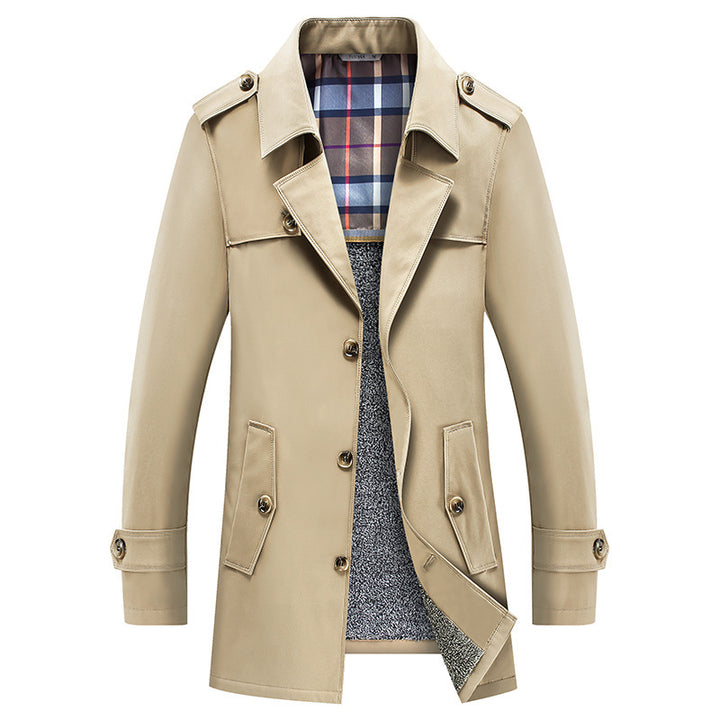 Herren Classic Trenchcoat mit gesteppter Thermofütterung und kariertem Innenfutter – Marzano