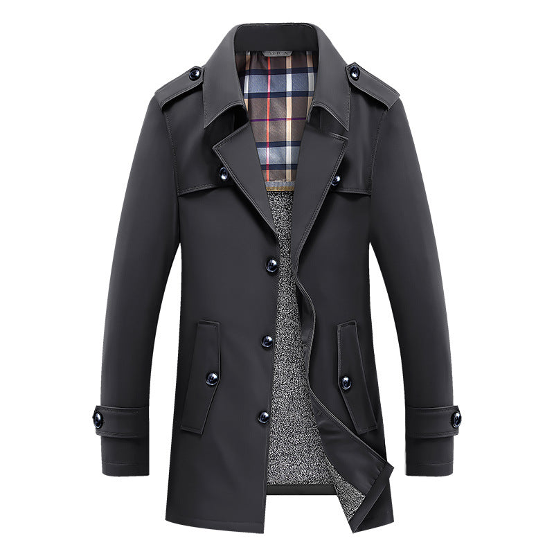 Herren Classic Trenchcoat mit gesteppter Thermofütterung und kariertem Innenfutter – Marzano