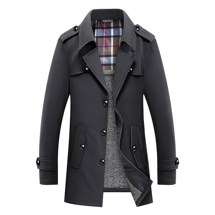 Herren Classic Trenchcoat mit gesteppter Thermofütterung und kariertem Innenfutter – Marzano