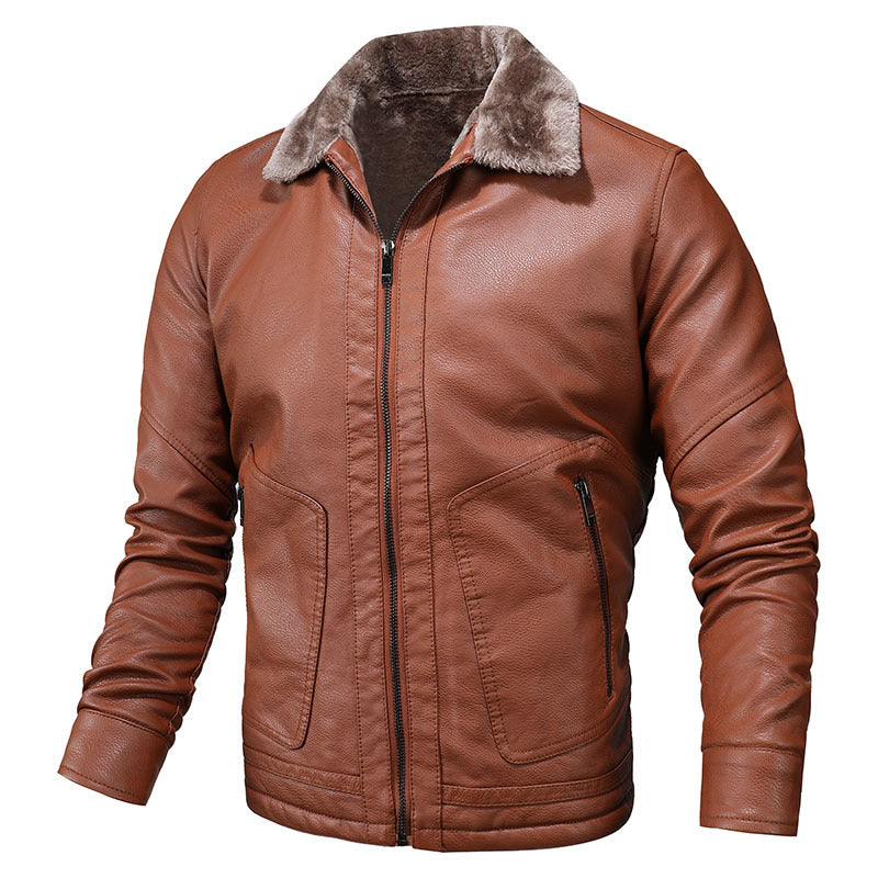 Herren elegante Lederjacke mit weichem Fleecefutter Echoarchiv