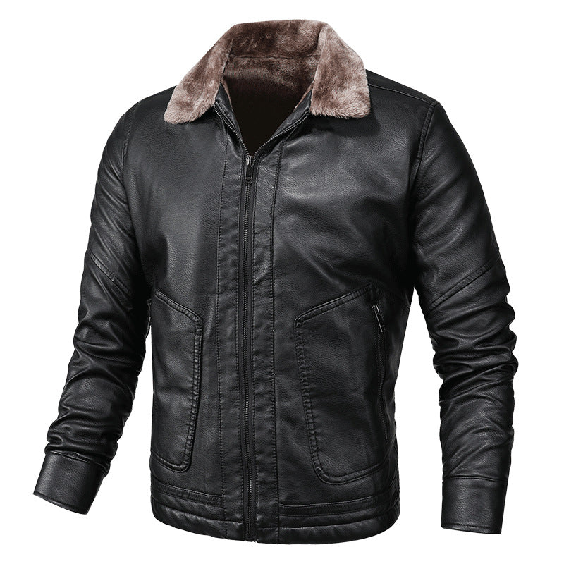 Herren elegante Lederjacke mit weichem Fleecefutter Echoarchiv