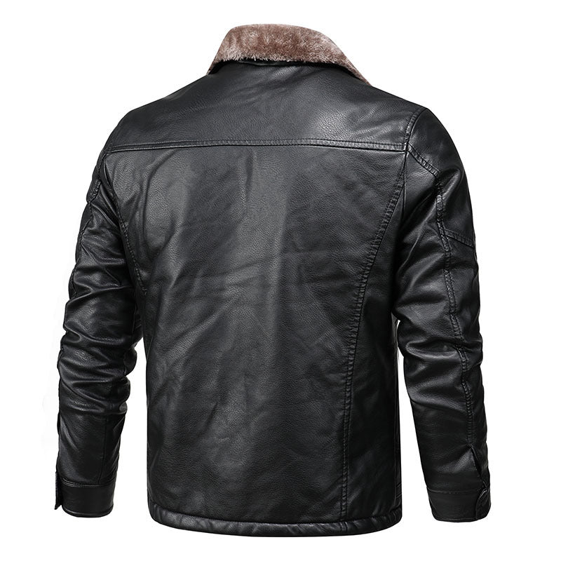 Herren elegante Lederjacke mit weichem Fleecefutter Echoarchiv