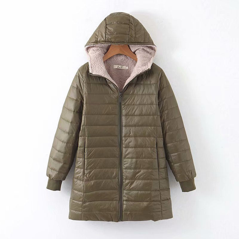 Damen Gefütterte Steppjacke mit Kapuze und Teddyfutter – Avérine