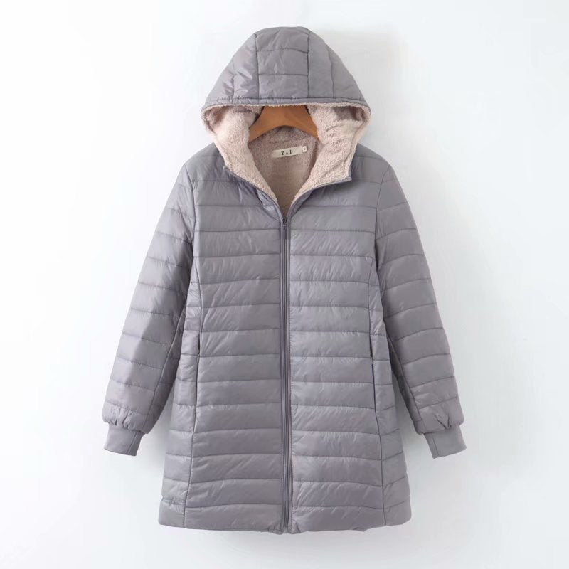 Damen Gefütterte Steppjacke mit Kapuze und Teddyfutter – Avérine