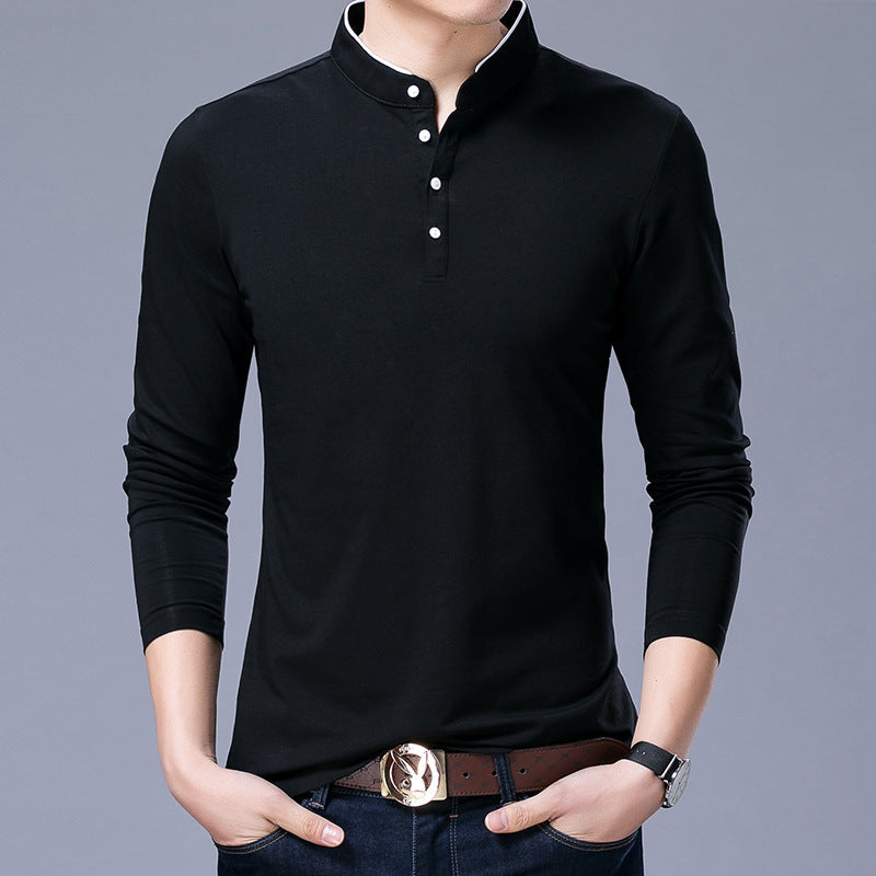 Herren Langarm Poloshirt mit modernem Stehkragen und eleganten Knopfdetails Echoarchiv