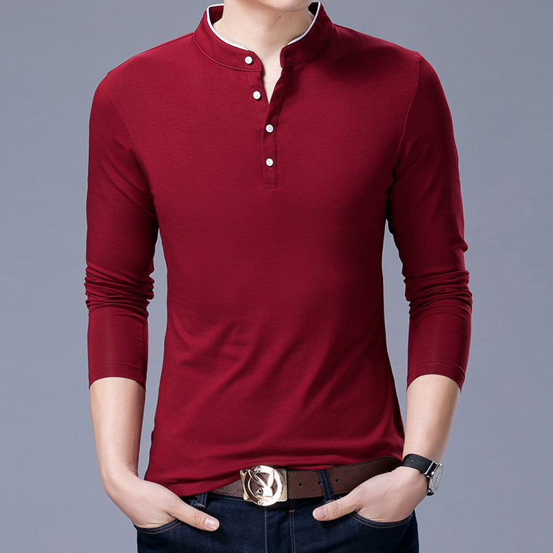 Herren Langarm Poloshirt mit modernem Stehkragen und eleganten Knopfdetails Echoarchiv
