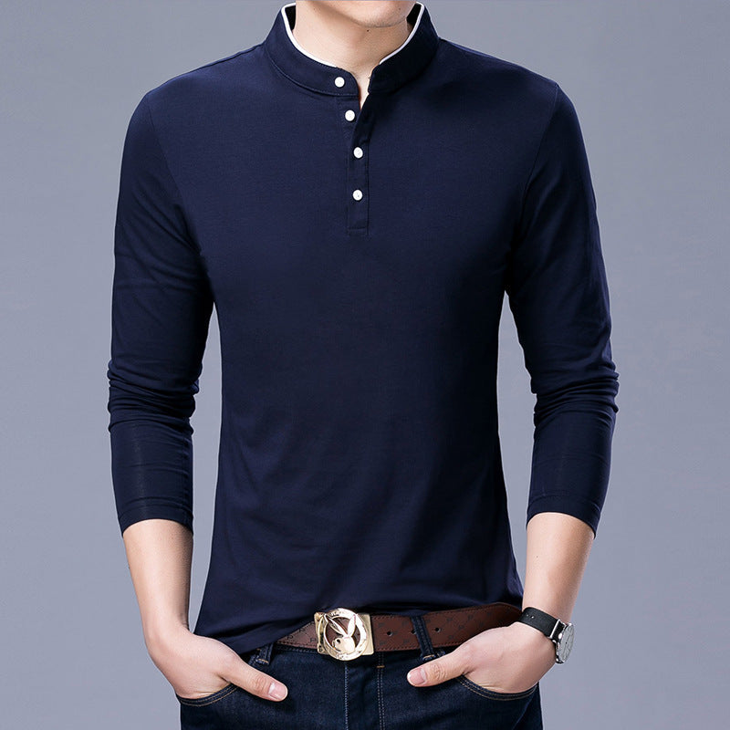 Herren Langarm Poloshirt mit modernem Stehkragen und eleganten Knopfdetails Echoarchiv