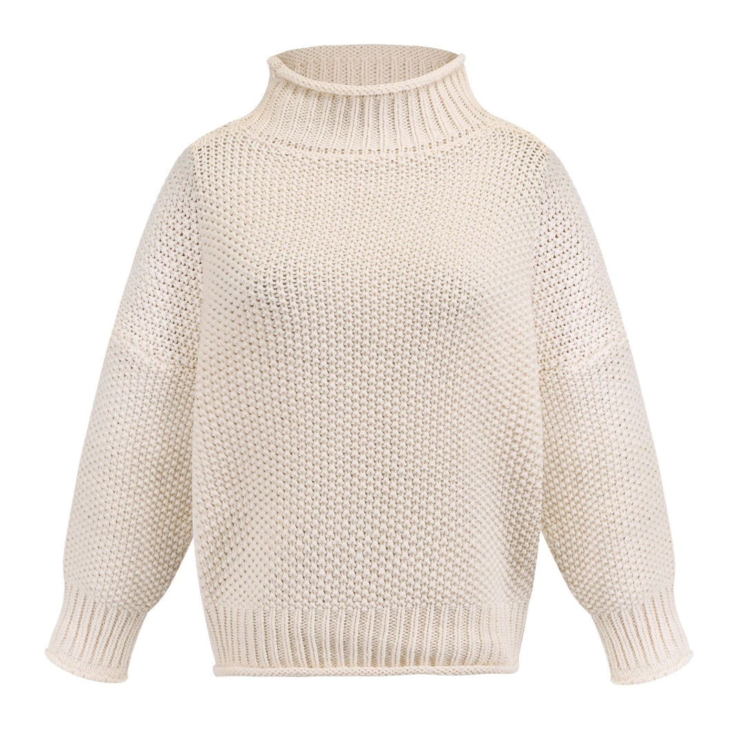 Damen nan Oversize Strickpullover mit Rollkragen, grobem Strukturstrick und Ballonärmeln Echo Archiv