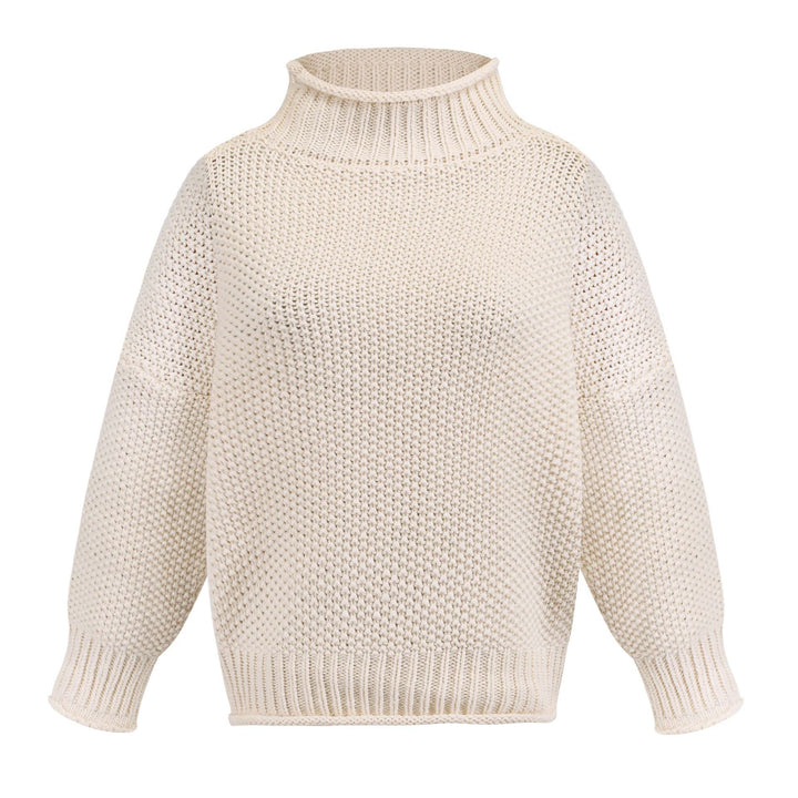 Damen nan Oversize Strickpullover mit Rollkragen, grobem Strukturstrick und Ballonärmeln Echo Archiv