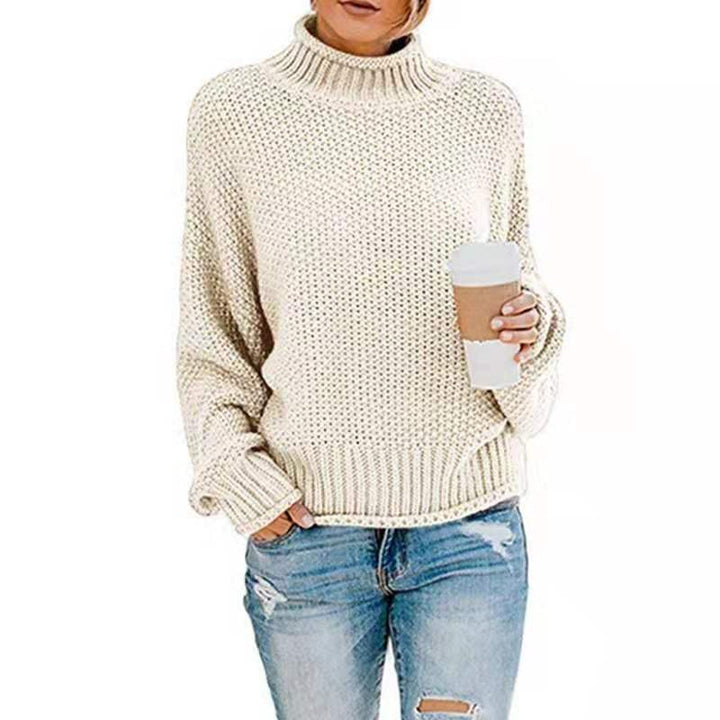 Damen Grobgestrickter Boxy-Rollkragenpullover mit strukturierter Waffeloptik und geripptem Saum Echo Archiv
