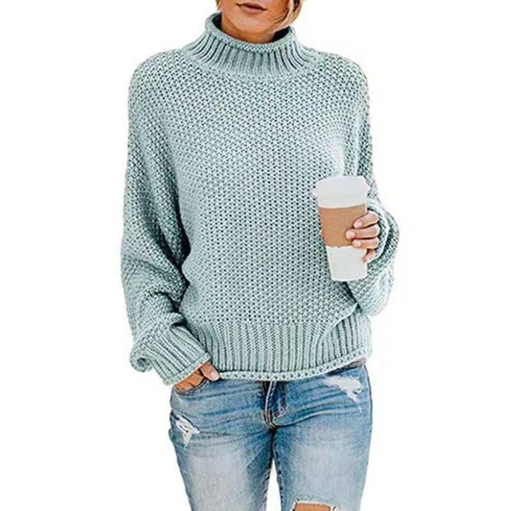 Damen Grobgestrickter Boxy-Rollkragenpullover mit strukturierter Waffeloptik und geripptem Saum Echo Archiv