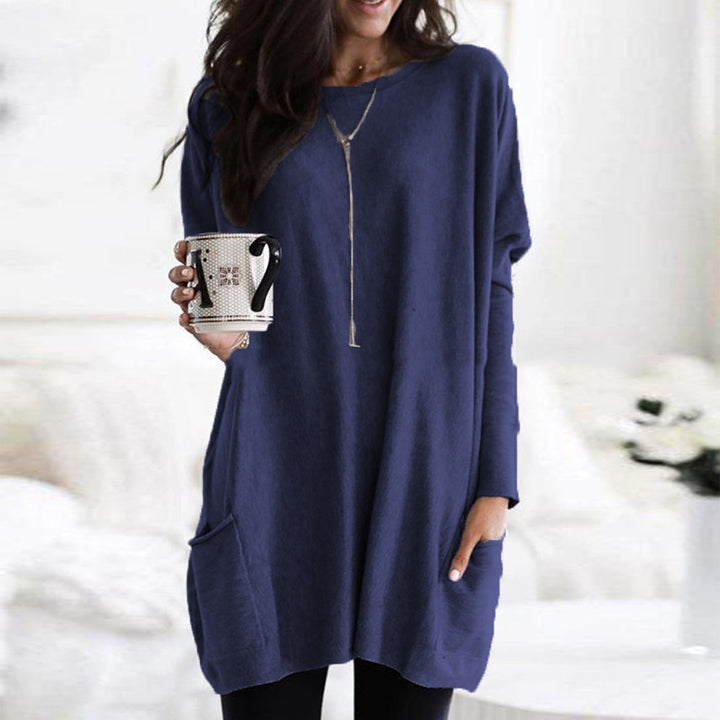 Damen nan oversized Longshirt mit Kontrastblock und aufgesetzten Taschen Echo Archiv