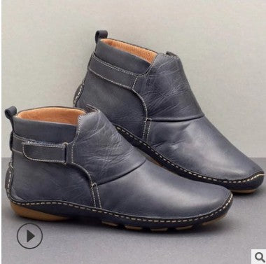 Damen nan knöchelhohe Soft-Lederimitat-Stiefelette mit verstellbarem Klettriemen, gepolstertem Schaft und flexibler Profilsohle Echo Archiv