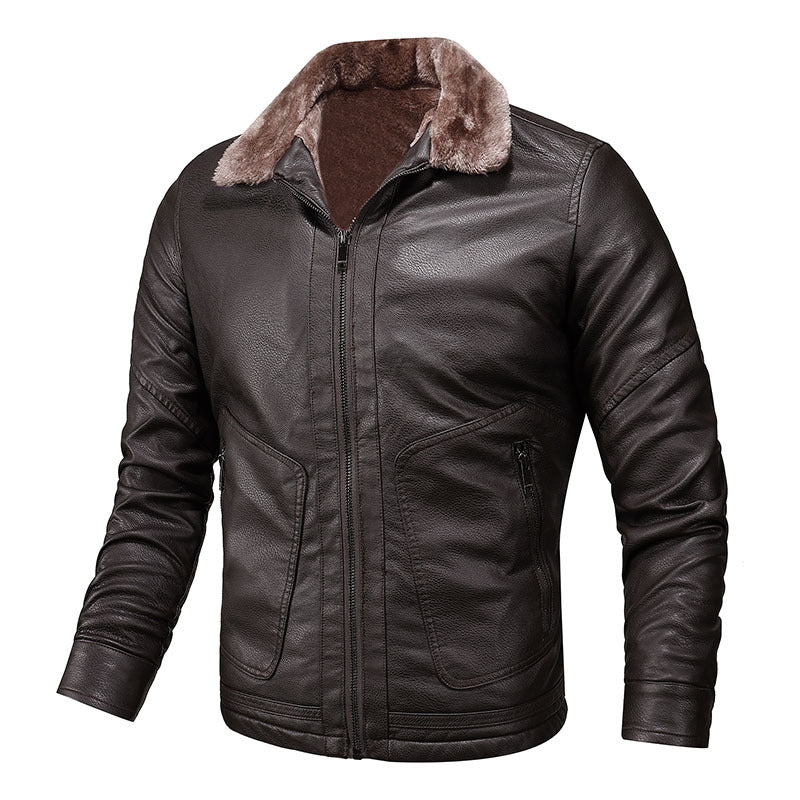 Herren elegante Lederjacke mit weichem Fleecefutter Echoarchiv
