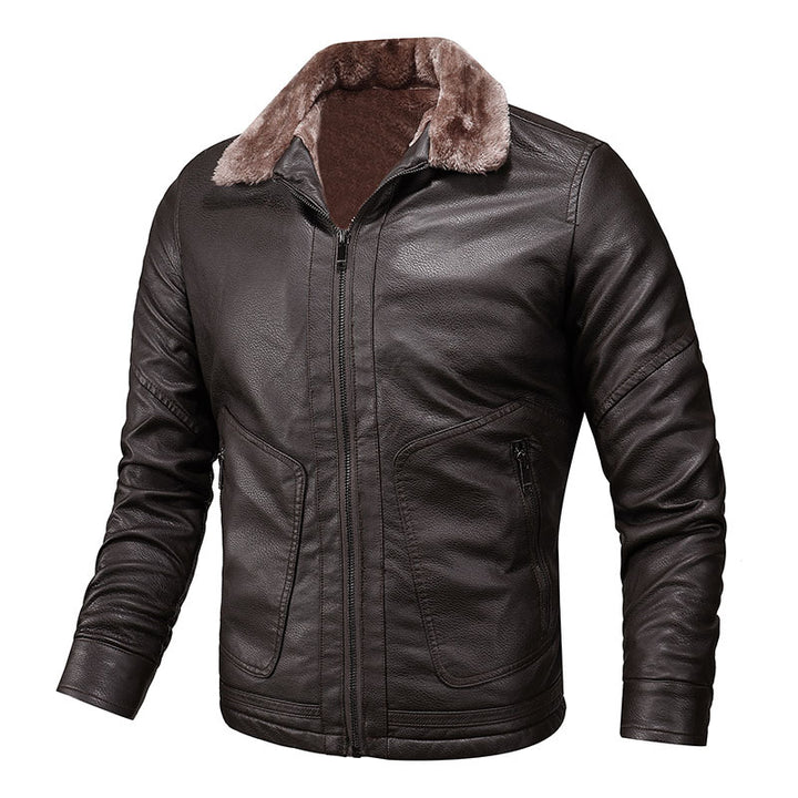 Herren elegante Lederjacke mit weichem Fleecefutter Echoarchiv
