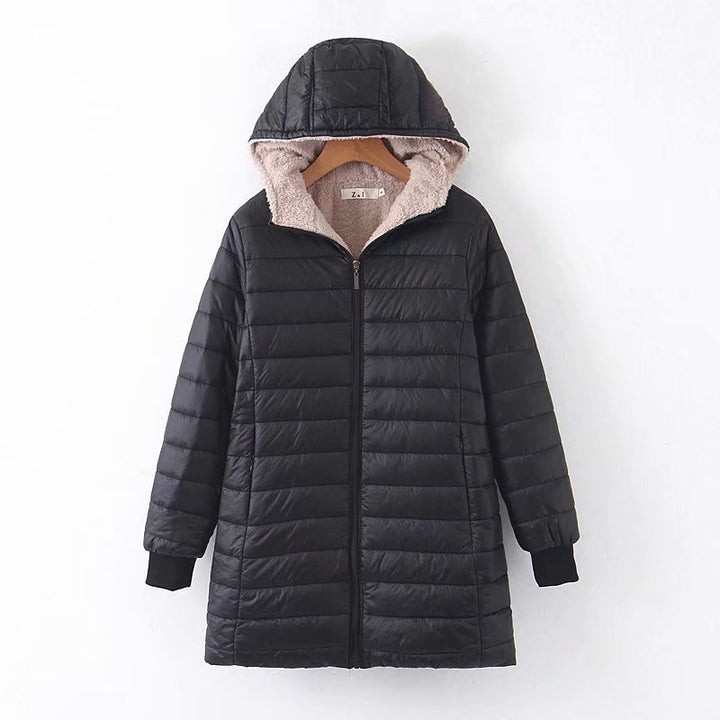 Damen Gefütterte Steppjacke mit Kapuze und Teddyfutter – Avérine