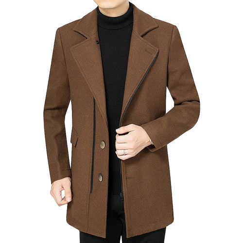 Herren Mantel mittellang aus Wollmix mit schlanker Silhouette, verdeckter Reißverschlussleiste und Pattentaschen – Montevé