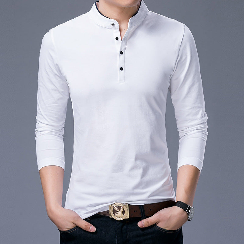 Herren Langarm Poloshirt mit modernem Stehkragen und eleganten Knopfdetails Echoarchiv