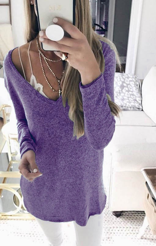Damen feinstrick Tunika mit tiefem V-Ausschnitt und lässigem Oversized-Schnitt Echoarchiv