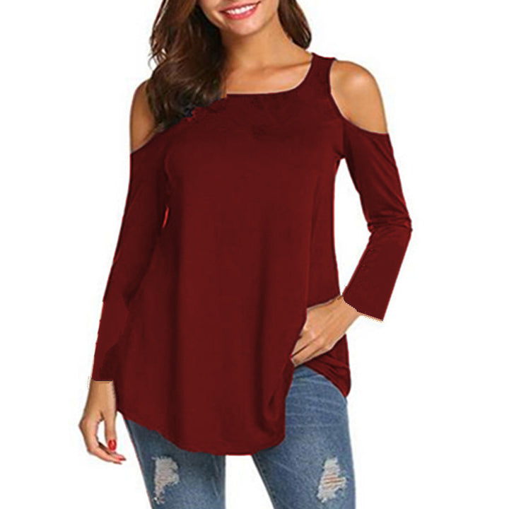 Damen Off-Shoulder Langarm Tunika mit asymmetrischem Saum Echoarchiv