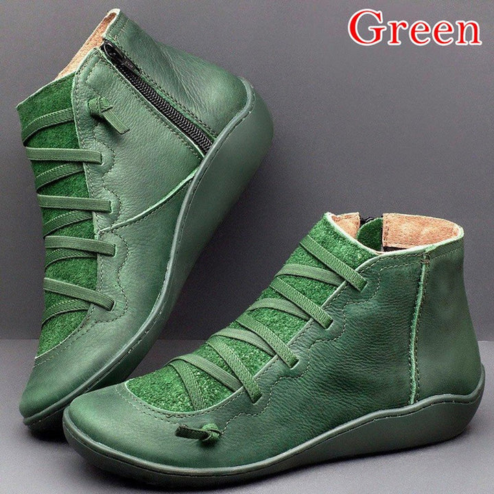 Damen nan Komfort-Stiefelette mit elastischer Zierschnürung gepolstertem Fußbett und seitlichem Reißverschluss Echo Archiv