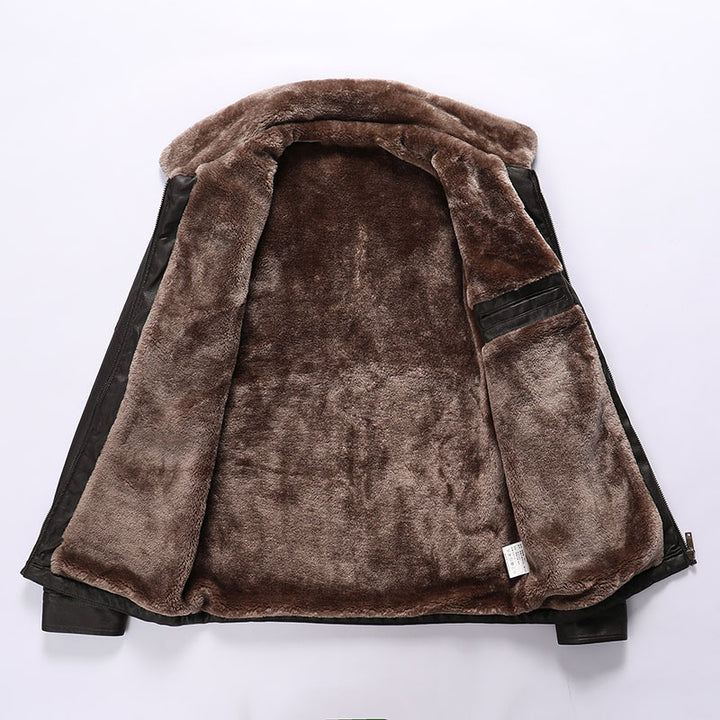 Herren elegante Lederjacke mit weichem Fleecefutter Echoarchiv